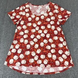 LuLaRoe Women's Large Red Santa Print Short Sleeve Dress Tunic Christmas